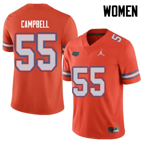 NCAA Florida Gators Kyree Campbell Women's #55 Jordan Brand Orange Stitched Authentic College Football Jersey UBI6764ZQ